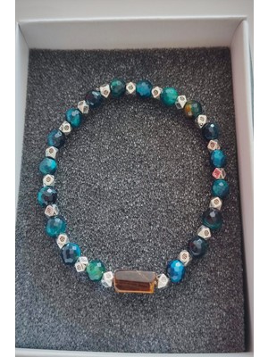 Bade Accessories 4 mm Mavi Kaplangözü Erkek Doğal Taş Bileklik