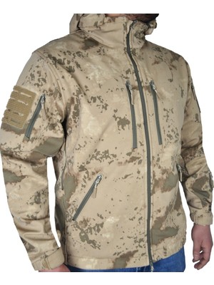 Flaş Askeri Malzeme Erkek Jandarma Kamuflaj Desen Taktikal Softshell Mont