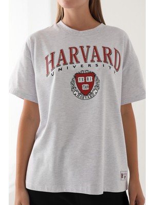 Harvard Kar Melanj Kadın T-Shirt