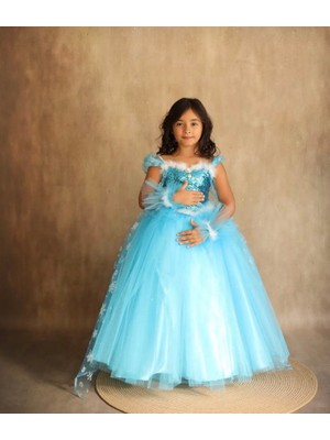 Black White Wedding Elsa Frozen Kostümü Kabarık Elbise Balo Kıyafeti Karlar Kraliçesi