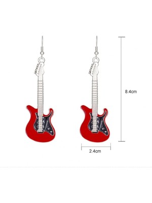 Herşey Nota Gitar Küpe Kırmızı