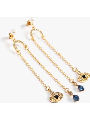 Koton İnci Küpe Zincir Detaylı Taşlı Sallantılı