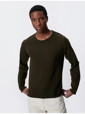 Koton Basic Triko Kazak Dokulu Yuvarlak Yaka Dar Kesim