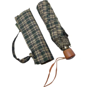 Snotline-April Bayan Şemsiye Otomatik Açılır 90 cm Çap Kapalı 30 cm Çanta Boy Lacivert Yeşil Ekose