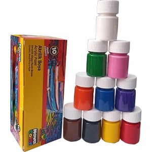 Nova Color Akrilik Boya 10 Renk 17 ml 1 Paket Akrilik Boya Seti 10 Lu Ahşap Tuval Taş Ağaç Boyamalar Için Idea Boyama Seti
