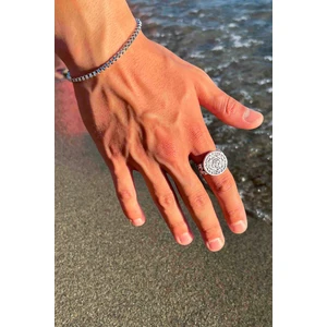 Trend Collection Gümüş Kaplama Davut Yıldızı Süleyman Mührü Ayarlanabilir Erkek Yüzük ve Bileklik Set