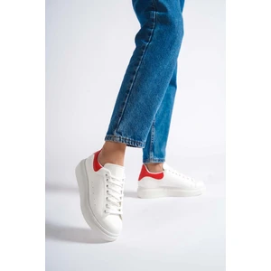 MBMKQ200-BK Kadın Kalın Taban Beyaz/kırmızı Sneaker & Spor Ayakkabı