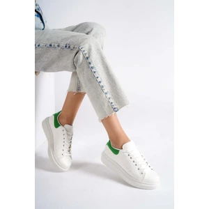 MBMKQ200-BY Kadın Kalın Taban Beyaz/yeşil Sneaker & Spor Ayakkabı