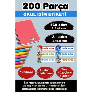 Kt Grup Okul Etiketi Kalem Defter Etiketi Özel Isimli Etiket Sonic 6 Figür 200 Adet
