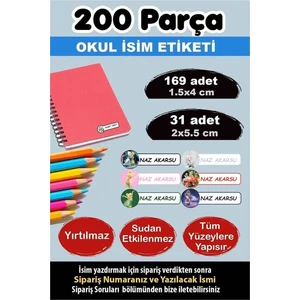 Kt Grup Okul Etiketi Kalem Defter Etiketi Özel Isimli Etiket Periler 6 Figür 200 Adet