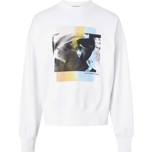 Calvin Klein Jeans Bisiklet Yaka Beyaz Erkek Sweatshırt J30J323750YAF