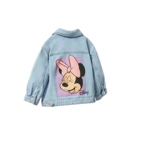 Yaren Kids Kız Çocuk Arkası Pembe Minnie Mouse Baskılı Denim Kot Ceket