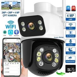 Ucuzcu Market Speed Dome Çift Kamera (2mp+2mp) 32GB Hafıza Kart ile Birlikte(Kayıt Etme-Uzaktan Izleme-Gece Görüş-Karşılıklı Konuşma-Dış Mekan)
