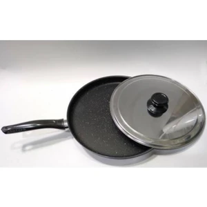 3 Kat Granit Kaplı Çelik Kapaklı 29CM Büyük Boy Krep Gözleme Balık Tavası Yanmaz Yapışmaz Çizilmez