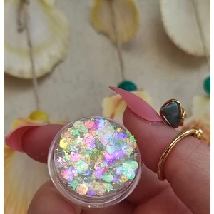 Hb Tasarım Glitter Jel Far Simli Beyaz-Şefaf Yansımalı&amp;kalpli