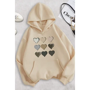 Only Trendwear  Oversize Kalp Baskılı Sweatshirt