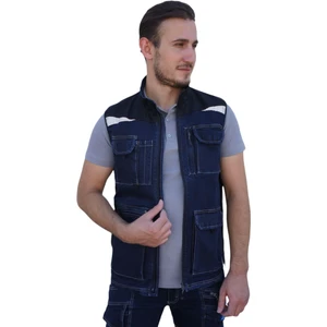 İş Yeleği Likralı Madrid Model 10 Cepli Kot Lacivert