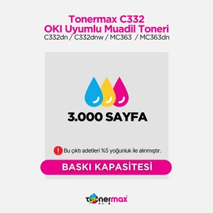 Toner Max® Oki 46508735 / C332 / MC363 Mavi Muadil Toneri - Eco