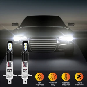 2x H1 6000K Süper Parlak Beyaz 6000LM Drl LED Far Ampulü Kiti Yüksek Işın (Yurt Dışından)