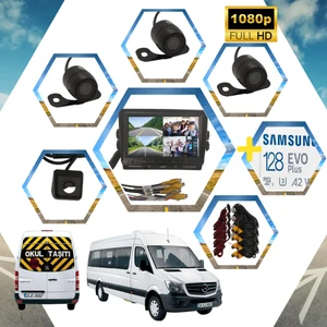 Kayıtlı Okul ve Servis Araçları 4 Lü Kamera 7 Inç Monitör