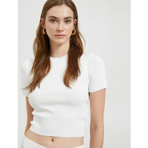 Crop Triko Kazak Kısa Kollu