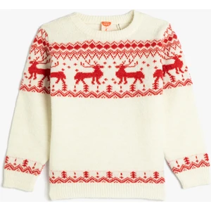 Kazak Geyik Desenli Yuvarlak Yaka Yumuşak Dokulu