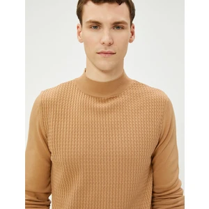 Yarım Balıkçı Yaka Kazak Triko Dokulu Dar Kesim Uzun Kollu