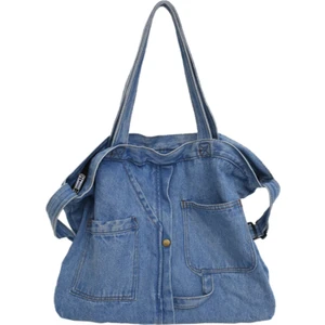 Casual Wild Taşınabilir Alışveriş Kanvas Tote Kadın Açık Mavi Çanta (Yurt Dışından)