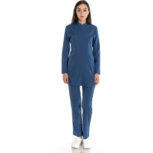 Soft Likra Indigo Tesettür Takım Hemşire Forması