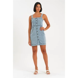 - Kadın Likralı Askılı Elbise Açık Mavi