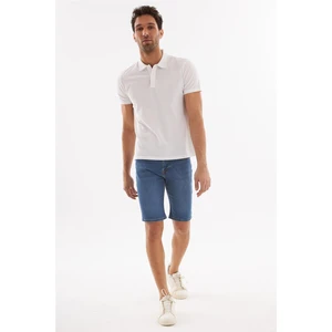 - Erkek Yıpratmalı Slim Fit Likralı  Kot Jean Şort  Mavi