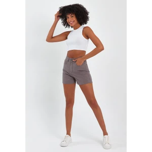 - Kadın Mini Slim Denim Şort  Vizon