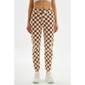 Kadın Mom Fit Jean Pantolon  Kahverengi
