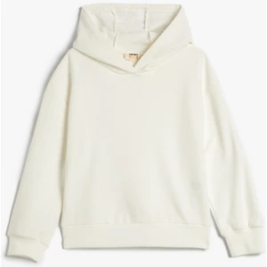 Basic Kapşonlu Sweatshirt Uzun Kollu Pamuk Karışımlı