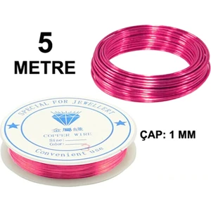 Pembe Renkli Tel 1 mm El Işi Takı Aksesuar Alüminyum Teli- 1 Adet