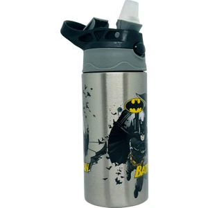 Batman Çelik Kalın Silikon Pipetli Okul Su Matarası