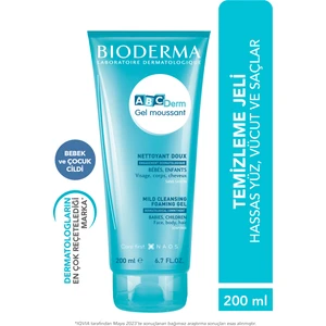 ABCDerm Bebek ve Çocuk Yüz, Saç, Vücut Şampuanı Normal ve Kuru Ciltler, Dermatolojik Tuzsuz 200 ml