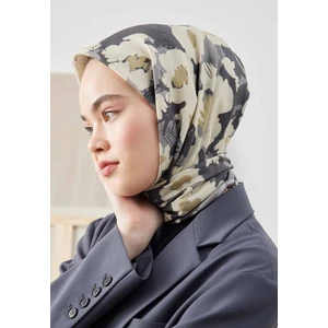 Fresh Scarfs Multı Flower Desen Pamuk Ipek Eşarp Gümüş