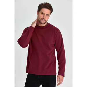 Erkek Bordo Çift Bisiklet Yaka Standart Rahat Kesim Sweatshirt