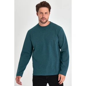 Erkek Petrol Çift Bisiklet Yaka Standart Rahat Kesim Sweatshirt CMRB68-PETROL