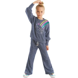 MSHB&G Parlak Kedi Kız Çocuk Triko Eşofman Takım