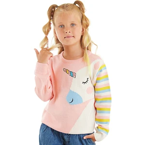 Unicorn Kız Çocuk Pembe Triko Kazak
