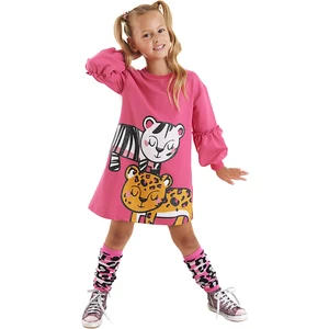 MSHB&G Leopar Zebra Kız Çocuk Pembe Elbise