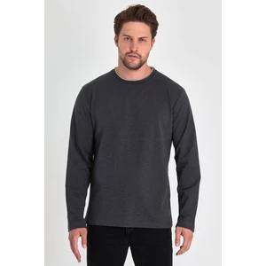 Erkek Antrasit Çift Bisiklet Yaka Standart Rahat Kesim Sweatshirt