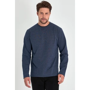 Erkek Indigo Çift Bisiklet Yaka Standart Rahat Kesim Sweatshirt