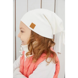 Kız Çocuk Beyaz İp Şapka Bere Boyunluk Takım Pamuklu Kaşkorse