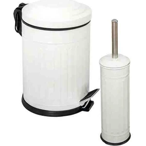 By Sevil Vintage 2'li Banyo Seti 5 Litre Çöp Kovası ve Wc Fırçalık