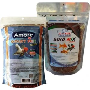 Goldy Mix %37 Yüksek Protein 250 gr Granül Japon Yemi ve 250 gr Lotus Gold Mix Zippack Poşet