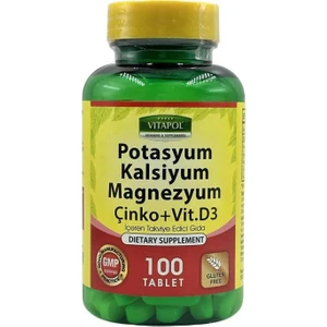 Potassium Calcium Magnesium Zinc Vitamin D3 100 Tablet Potasyum Kalsiyum Magnezyum Çinko