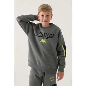 Antrasit Melanj Ribana Yaka Kol Fermuar Detay Erkek Çocuk Sweatshirt